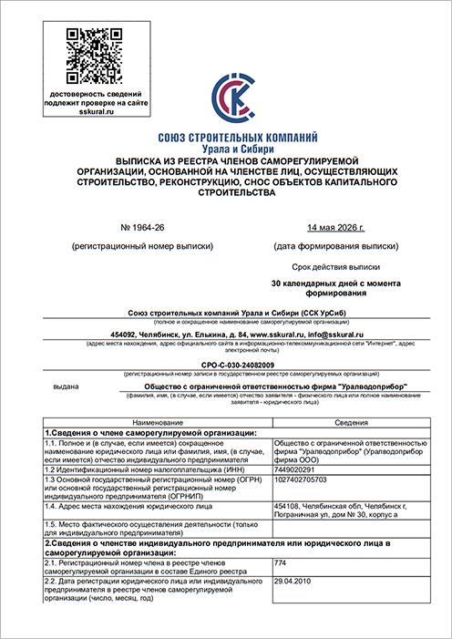 Выписка из реестра членов СРО в области строительства