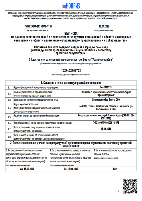Выписка из реестра членов СРО в области проектирования